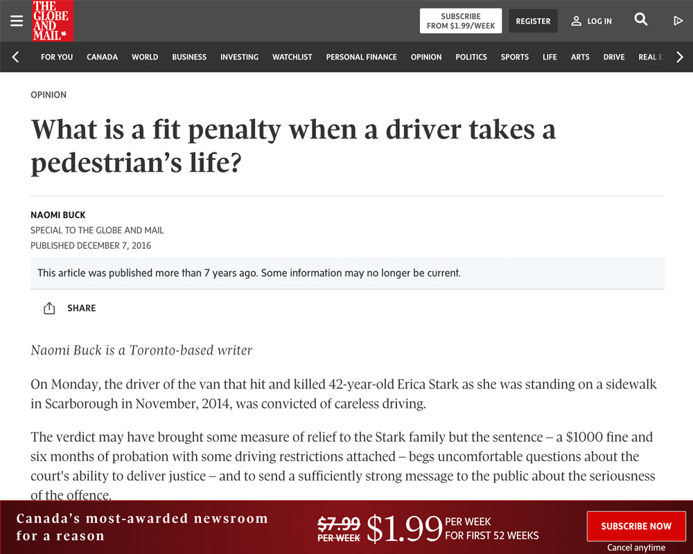 What is a Fit Penalty When a Driver Takes a Pedestrian's Life