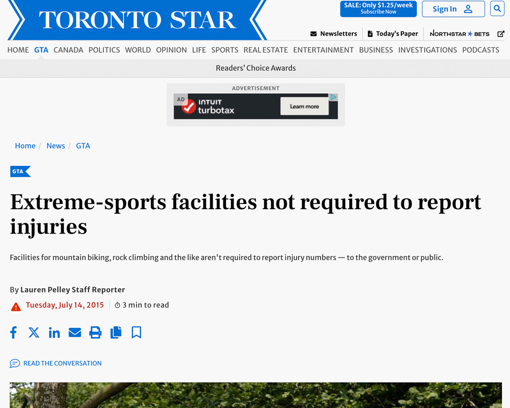 Extreme-sports facilities not required to report injuries